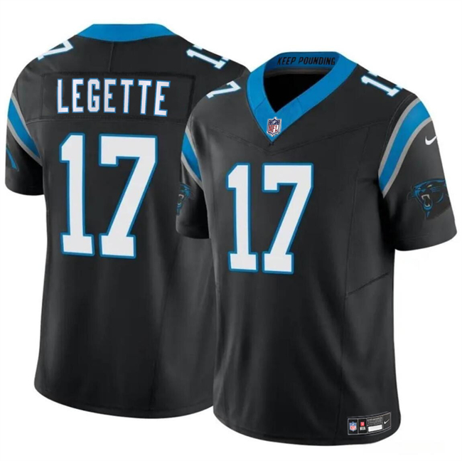 Men's Carolina Panthers #17 Xavier Legette Black 2024 Draft F.U.S.E. Vapor Limited Football Stitched Jersey